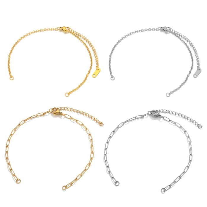 Stainless Steel DIY Bracelet Long Cross Adjustable Titanium Steel Bracelet Accessories Real Gold Plated Semi-finished Basic Chain
