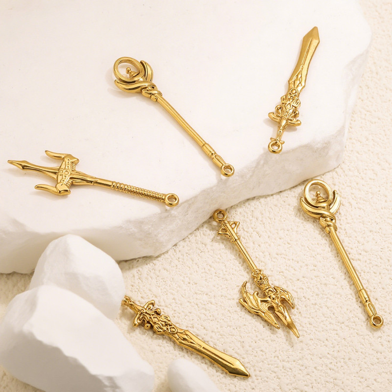 DIY Stainless Steel Jewelry Accessories Pendant Necklace Bracelet Mini Model Toy Sword Sword Gun Weapon DIY Pendant