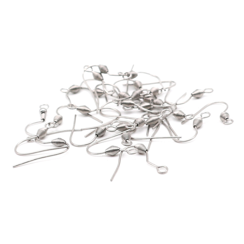 Stainless Steel Spiral Ear Hooks Question Mark Hooks Fish Ear Hooks Bohemian Threaded Spring Hooks DIY Jewelry Accessories