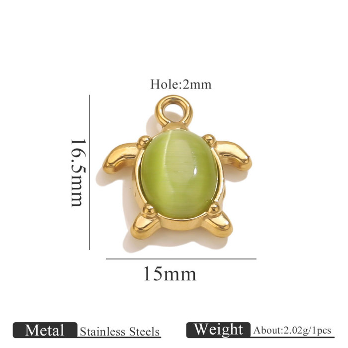 Stainless Steel Natural Stone Crab Pendant Summer Dragonfly Sea Turtle Inlaid Stone Hanging Ornament Jewelry Accessories Wholesale