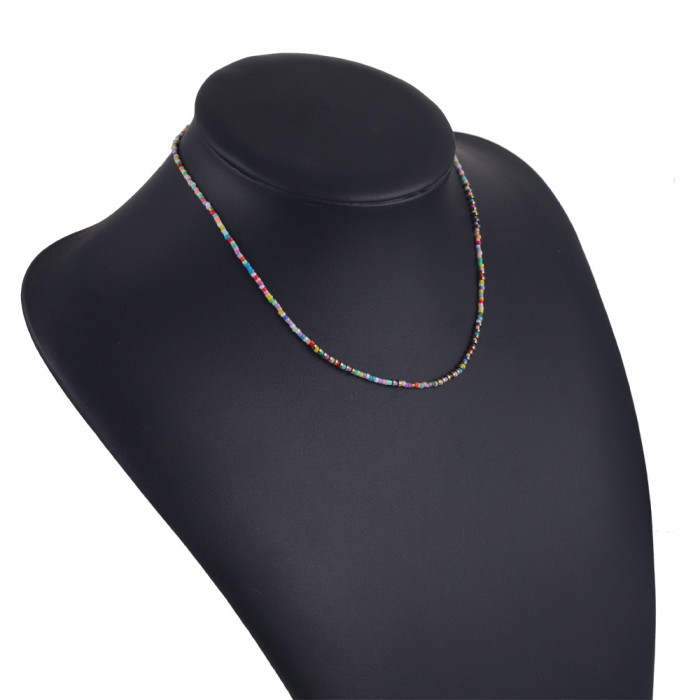 Stainless Steel Elegant Beaded Necklace Bohemian Style Chain Rice Beads DIY Necklace Handmade Irregular Necklace