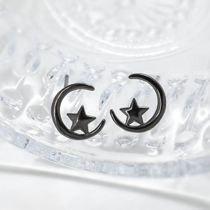 Minimalist Mini Star and Moon Earrings Starry Style Fashionable Versatile Sweet Fresh Moon and Star Stud Earrings