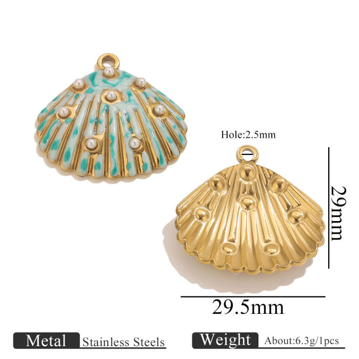 Stainless Steel Water Drop Shell Inlaid Pearl Starfish Pendant Gradient Color DIY Accessories Pendant Wholesale