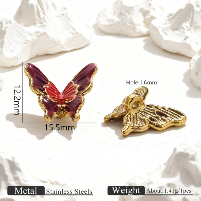 Stainless Steel Butterfly Flower-Shaped Pendant Colorful Oil Drop Multi-Style DIY Necklace Pendant Jewelry Accessorie...
