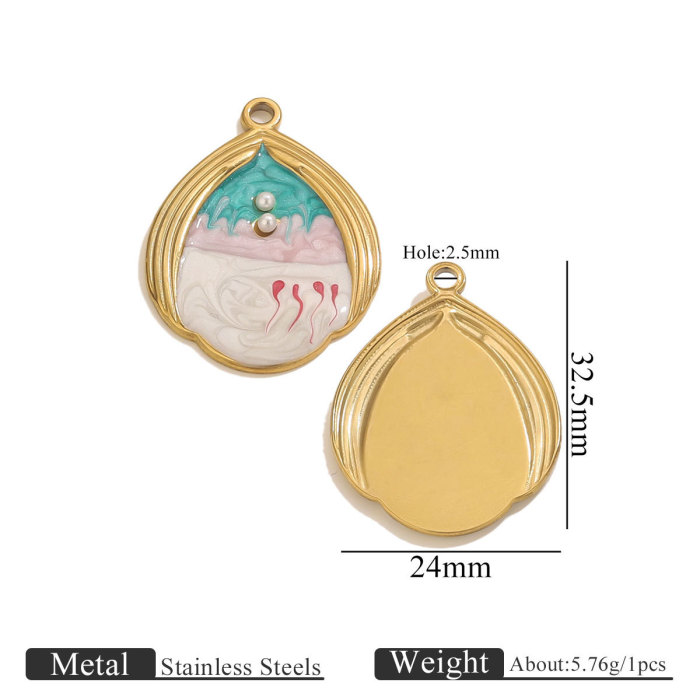 Stainless Steel Water Drop Shell Inlaid Pearl Starfish Pendant Gradient Color DIY Accessories Pendant Wholesale