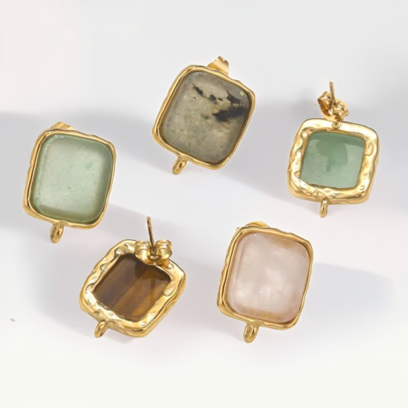 Stainless Steel Niche Design Earring Accessories Fashion Natural Stone Earrings with Open Hoop Fashion Simple Earrings Wholesale
