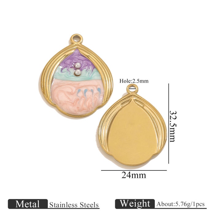 Stainless Steel Water Drop Shell Inlaid Pearl Starfish Pendant Gradient Color DIY Accessories Pendant Wholesale