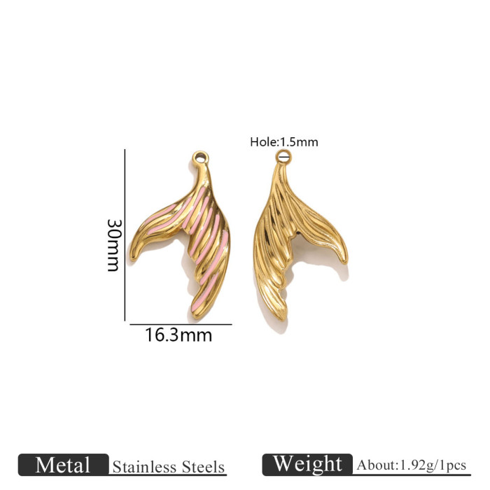 Colorful Oil Drop Mermaid Tail Pendant Stainless Steel Ocean Style Whale Charm DIY Bracelet Necklace Jewelry Accessories