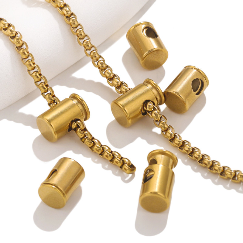 Stainless Steel Bell Elastic Spring Push-Pull Adjustment Titanium Steel Buckle Accessories DIY Handmade String Chain Positioning Button