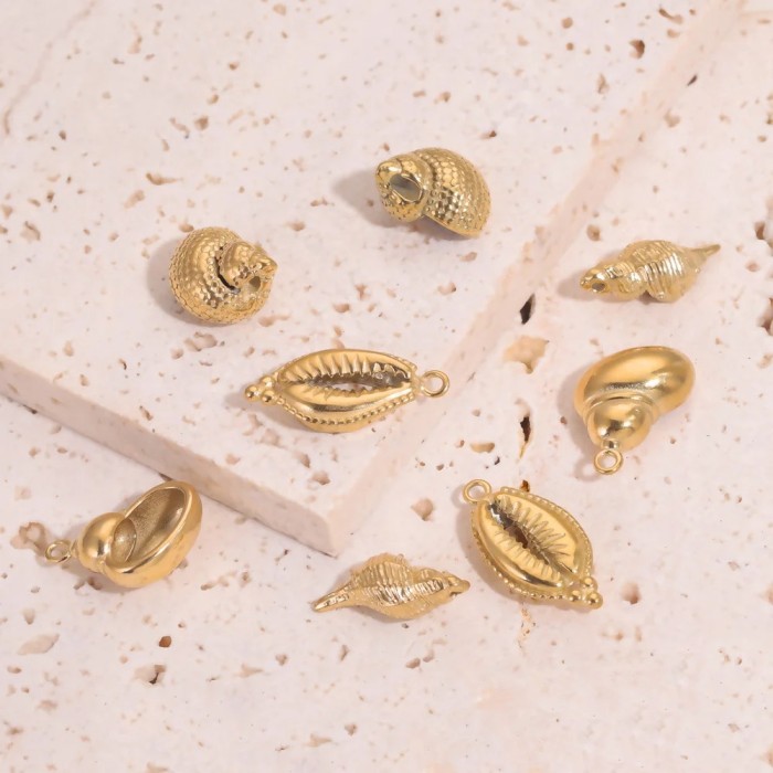 3D Stainless Steel Shell Pendant Conch Ocean Series Bracelet Necklace Material Titanium Steel DIY Jewelry Accessories Factory