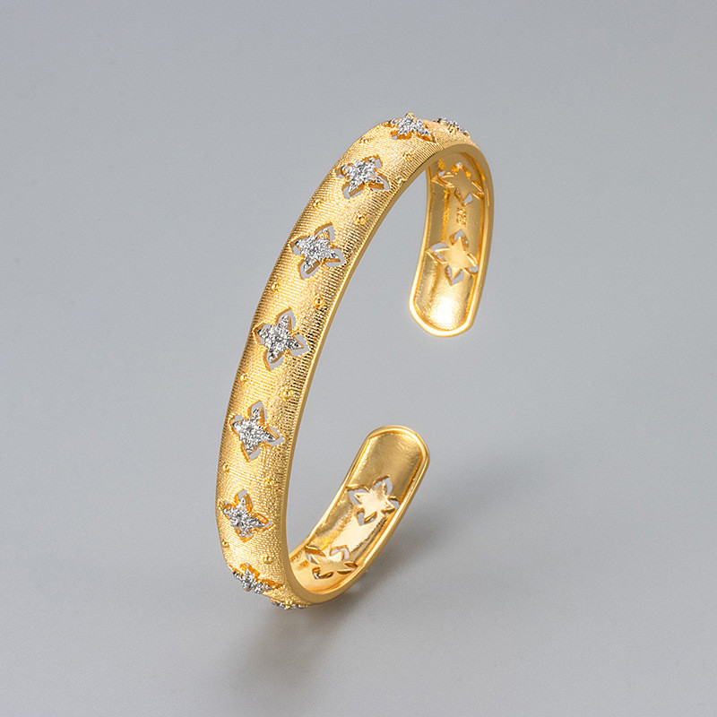 Cross-Border Italian Court Style Brushed Craft Vintage Bracelet Hollow Open Design Bracelet High-End Niche Design