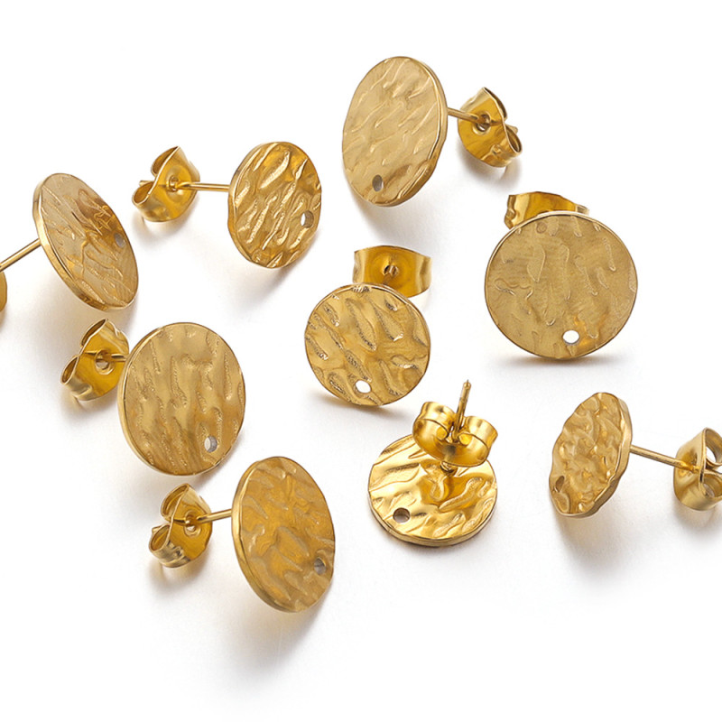 Stainless Steel Cylindrical Earring Posts with Holes DIY Round Earring Accessories