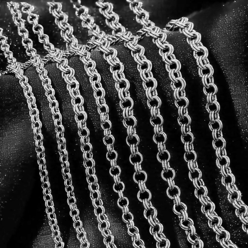 European and American INS Style Stainless Steel Simple OT Buckle Double Circle Titanium Steel Jewelry O-shaped Corner Chain Three-dimensional DIY Bracelet Necklace