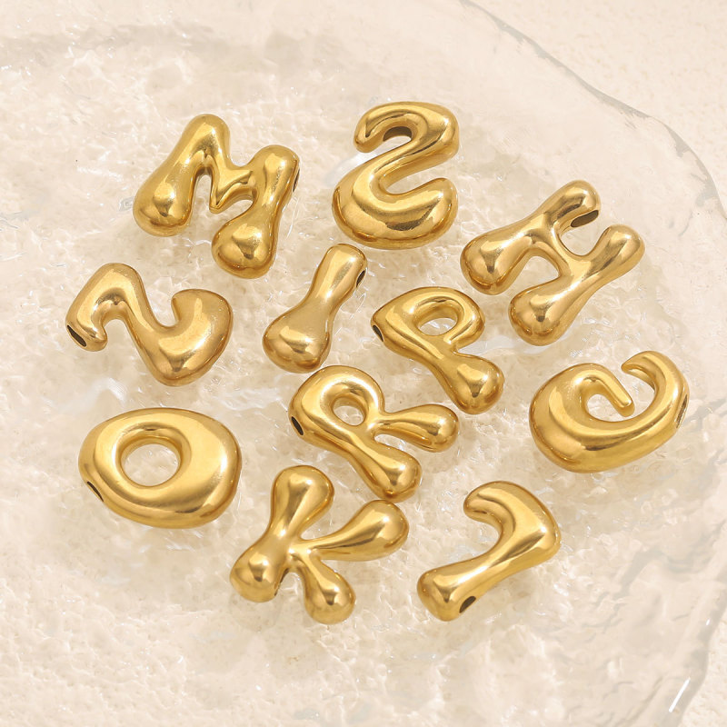 Cross-Border Stainless Steel Gold Q Version Cute Diy26 English Alphabet Pendant Necklace Jewelry Accessories