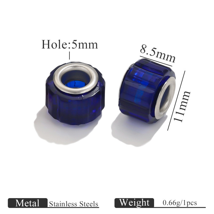 Resin Candy Color Transparent Rhombus Stainless Steel Bracelet Beads Cylinder Large Hole Beads DIY Bracelet Necklace...