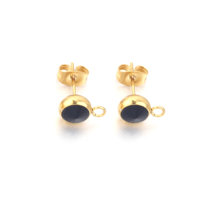 Stainless Steel Earring Accessories 7mm Round Bead Hoop Earrings Round Head Ear Studs with Hanging Open DIY Earring Accessories