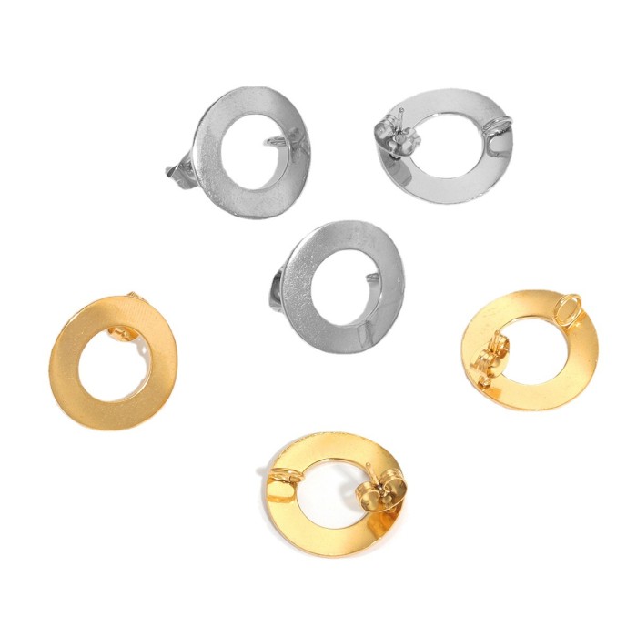 Stainless Steel 18mm Round Hanging Earrings Accessories DIY Handmade Vacuum Plated Earrings Jewelry Wholesale