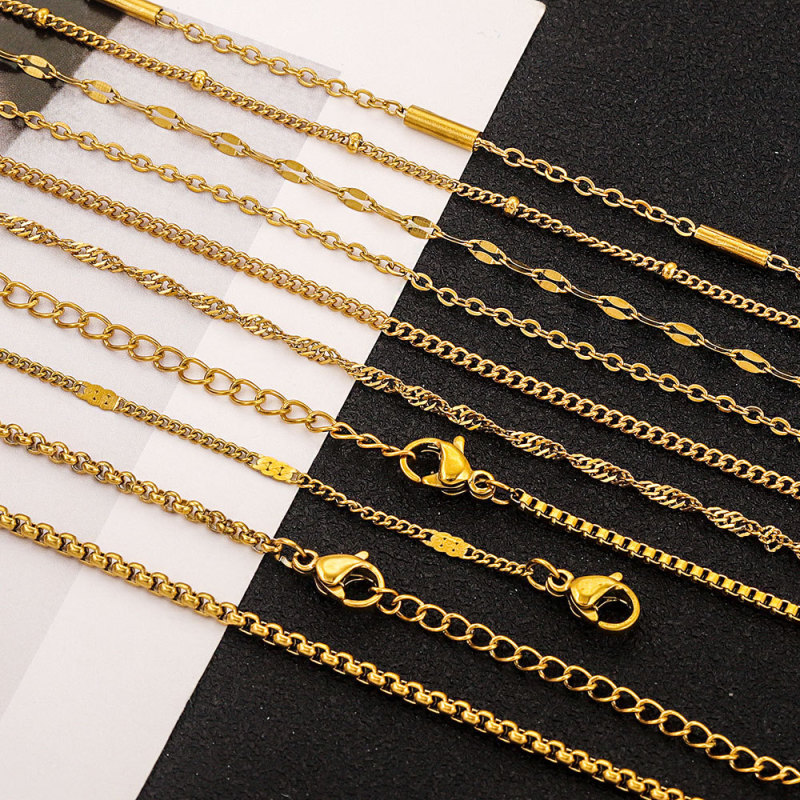 Women's 45+5cm Lip Necklace Stainless Steel Water Ripple Chain Clavicle Chain DIY Jewelry Accessories Necklace