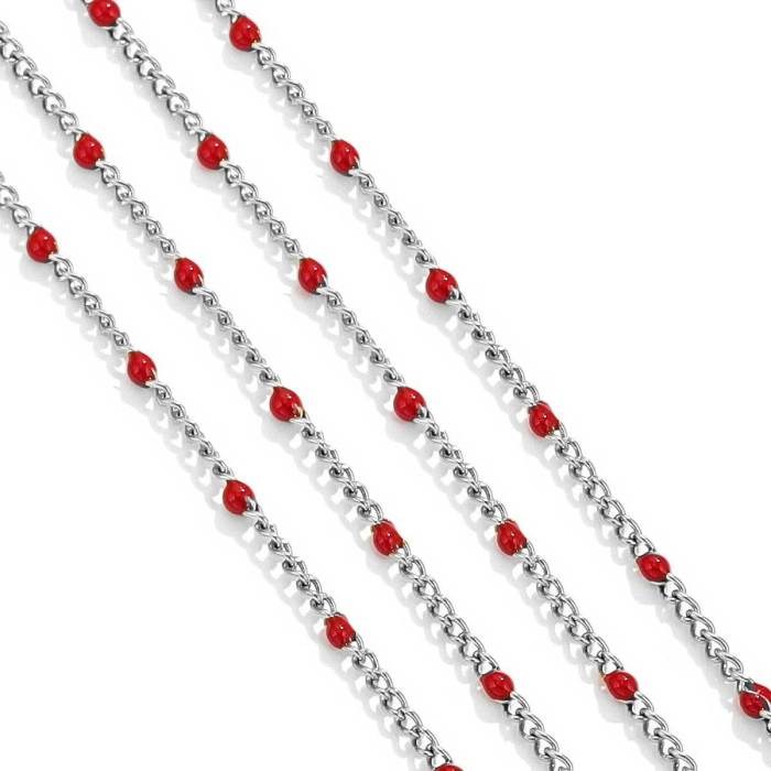 Color-Retaining 18K Gold Enamel Color Drop Glaze Bead Chain DIY Jewelry Collarbone Chain Round Bead Bracelet Hand Rop...