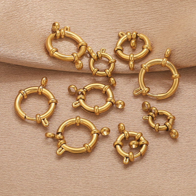 Stainless Steel Loop Slingshot Clasp Jewelry Accessories DIY Necklace Bracelet 18K Gold Plated Connector Clasp Color Retention Pendant Clasp