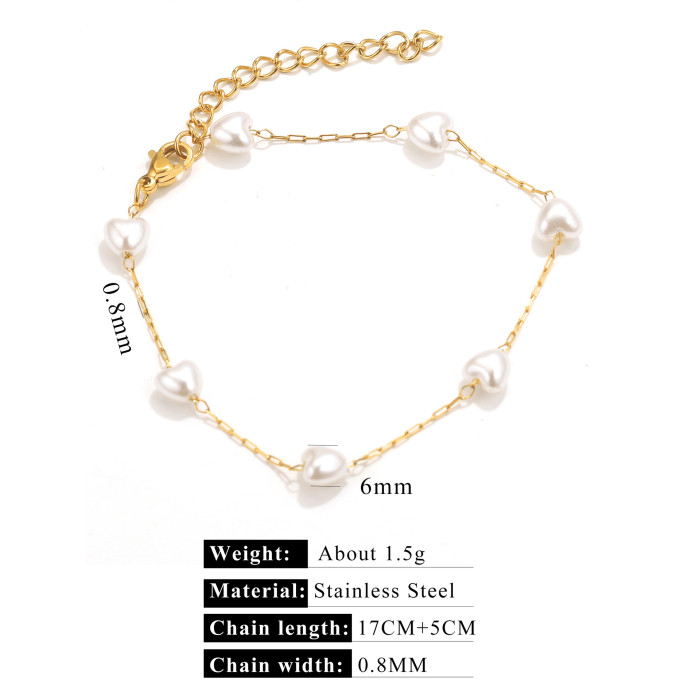European and American INS Style Stainless Steel Pearl Necklace Bracelet for Women, Light Luxury Niche Versatile DIY Jewelry Accessories Wholesale