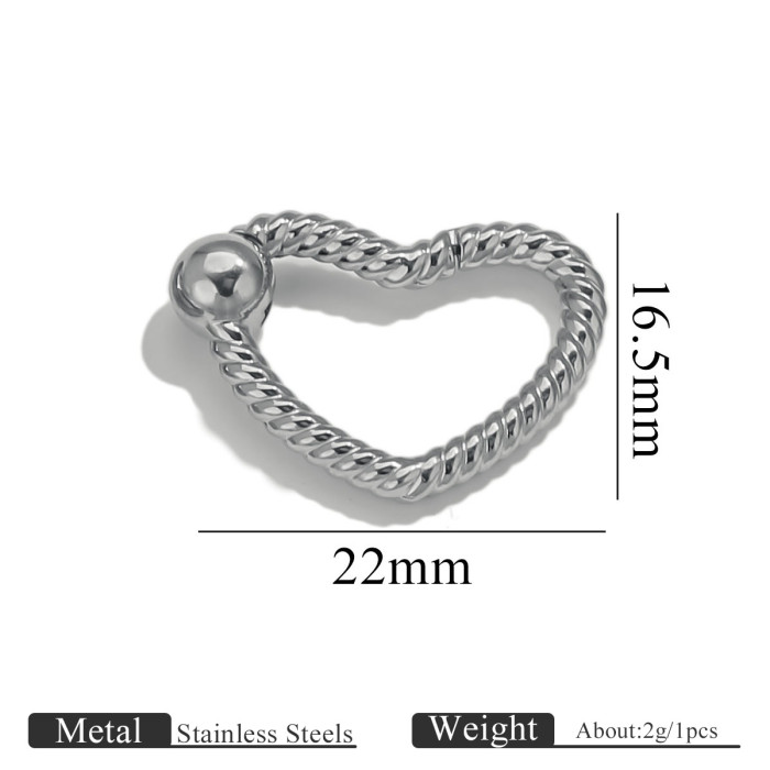 Stainless Steel Polished Heart Spring Clasp Necklace Clasp Round Ring Adjustable Titanium Steel DIY Slingshot Clasp Jewelry Accessories Making