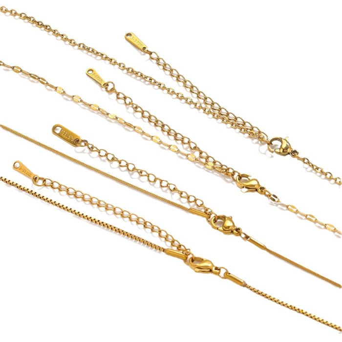 Women's Titanium Steel Lip Box Necklace 40+5 Stainless Steel Round Snake Chain Clavicle Chain DIY Jewelry Accessories Necklace