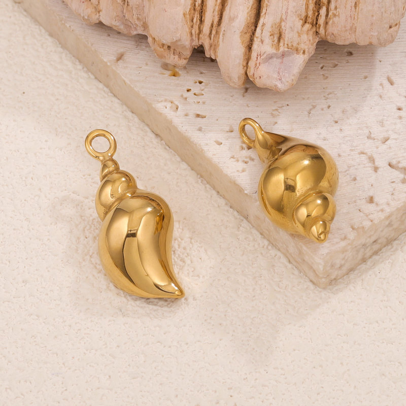 3D Stainless Steel Shell Pendant Conch Ocean Series Bracelet Necklace Material Titanium Steel DIY Jewelry Accessories Factory