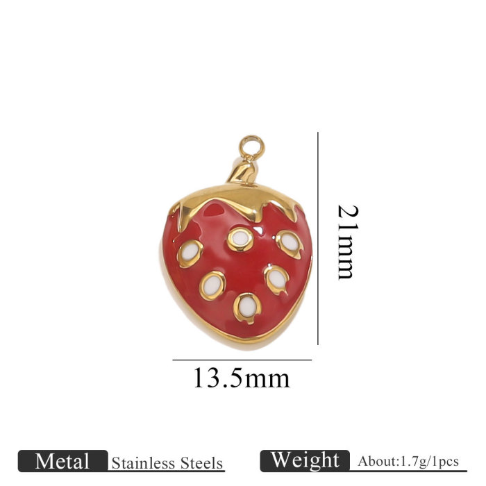 Cross-Border Stainless Steel New Oil-Drip Turtle Strawberry Crab Pendant DIY Bracelet Necklace Jewelry Hanging Ornament