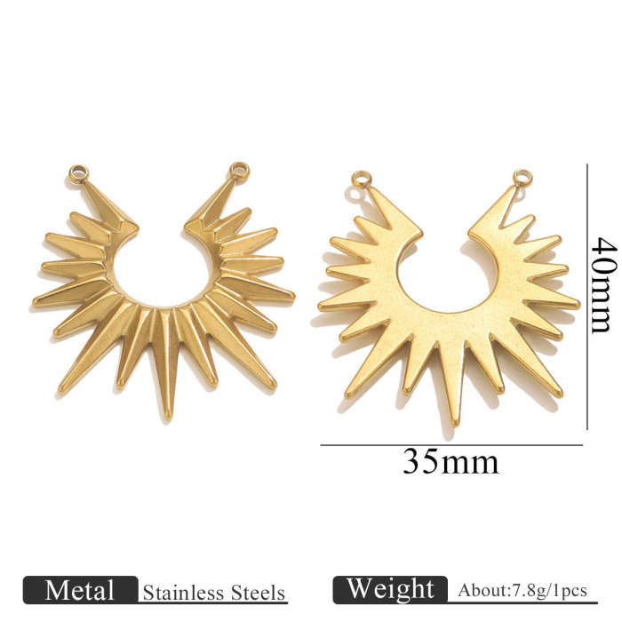 DIY Double Hole Radiant Sun Pendant Stainless Steel Jewelry Vintage Hanging Decoration Titanium Steel Jewelry Accesso...