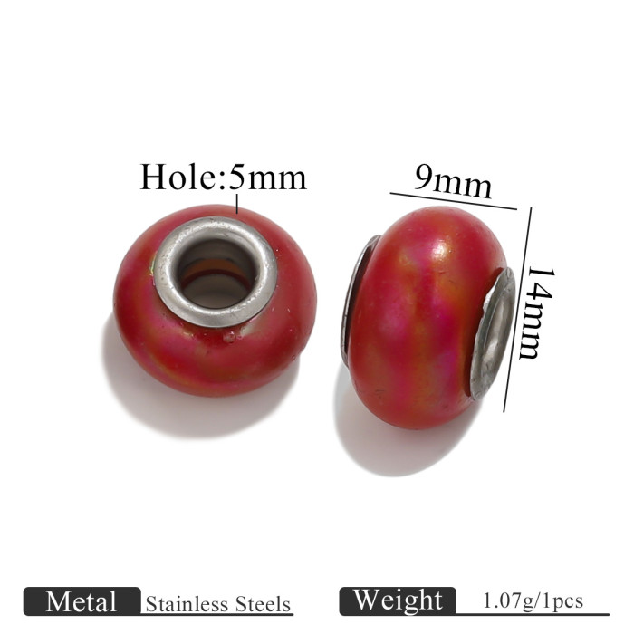 Stainless Steel Perforated Beads DIY Jewelry Hole Beads Loose Beads Bracelet Set Components Flat Beads Spacer Beads
