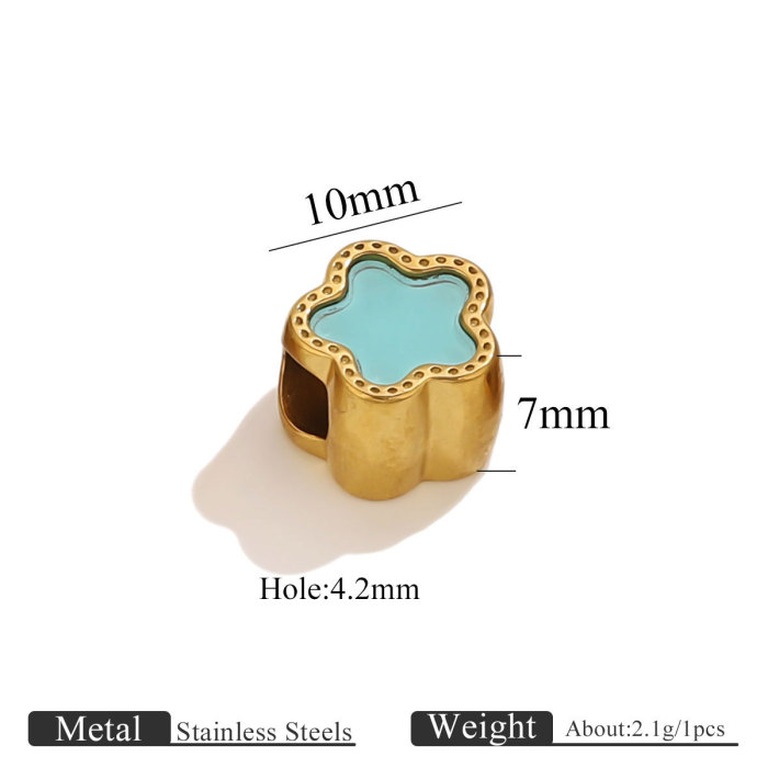 Stainless Steel Perforated Star Beads Cartoon Cute Wind Drop Oil Acrylic Spacer Beads Titanium Steel Jewelry Accessor...