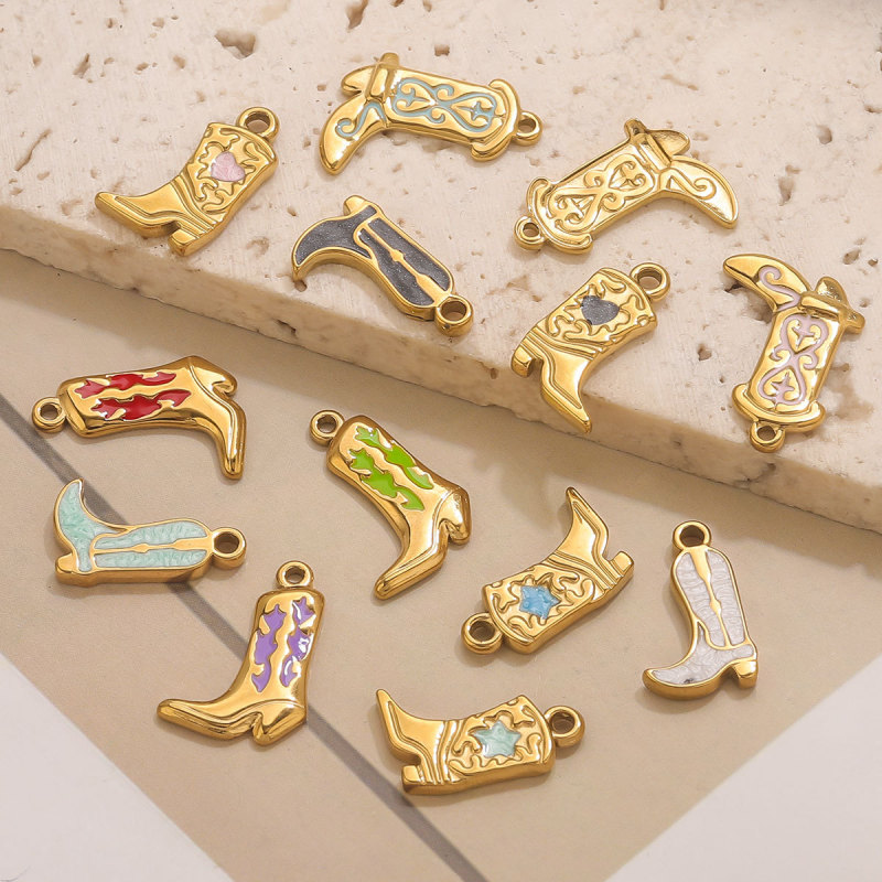 Cross-Border New Oil Drop Shoe Pendant Stainless Steel Colorful Enamel Shoe Hanging Decoration Accessories