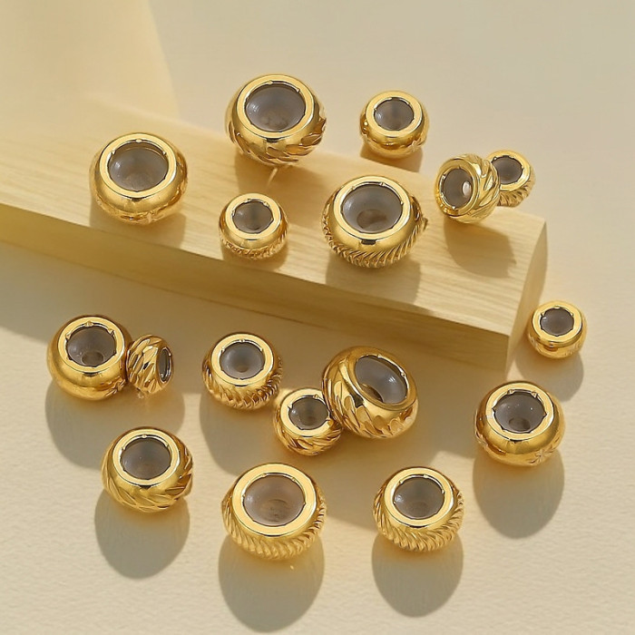 Stainless Steel Adjustable Silicone Handmade Loose Beads Necklace Gold Bracelet Jewelry DIY Color Retention Spacer Jewelry Wholesale