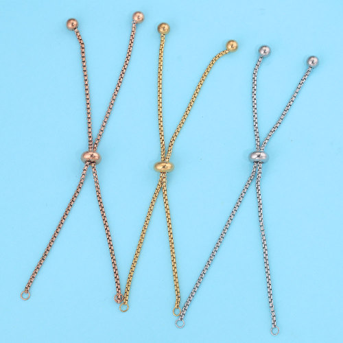 1.8 Thick Bolo Bracelet DIY Stainless Steel Square Pearl Chain Adjustable DIY Bracelet Chain 11cm