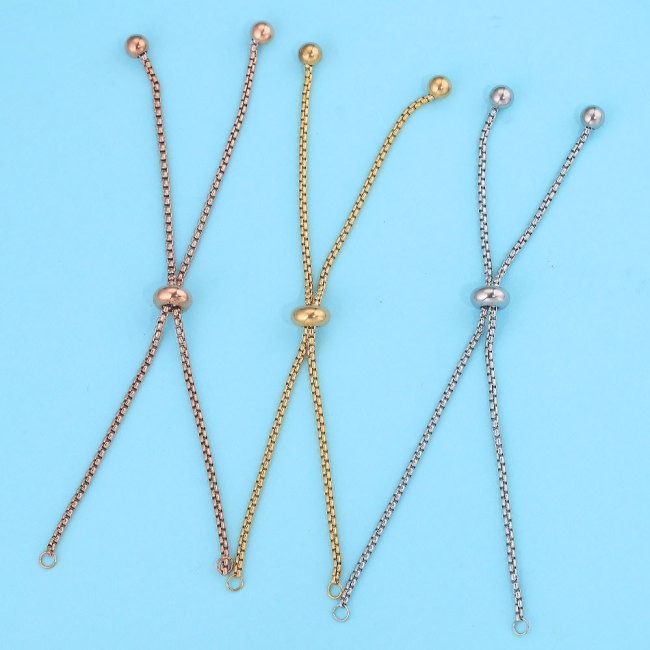 1.8 Thick Bolo Bracelet DIY Stainless Steel Square Pearl Chain Adjustable DIY Bracelet Chain 11cm