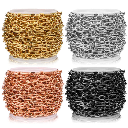 Stainless Steel 3:1 Cross Flat Titanium Steel Gold-Plated Chain NK Cuban Chain Decorative Chain DIY Jewelry Accessories Necklace