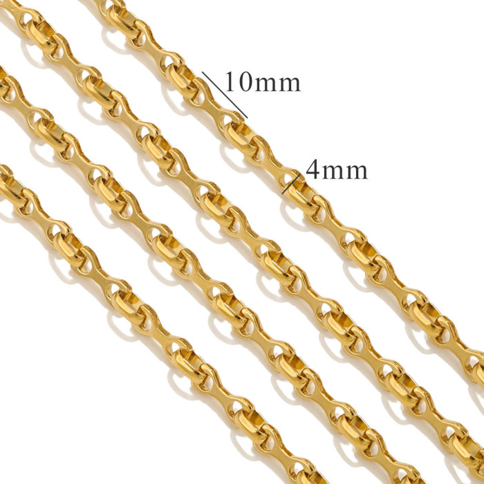 Stainless Steel Hip-Hop Multi-Style 18K Gold Meter Chain Titanium Steel Necklace Punk European and American Jewelry Cross-Border Wholesale
