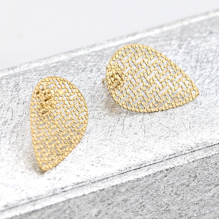 Trendy Earring Studs Empty Mounts 304 Stainless Steel Water Drop Hollow with Hanging Ear Pin Earring Accessories DIY...