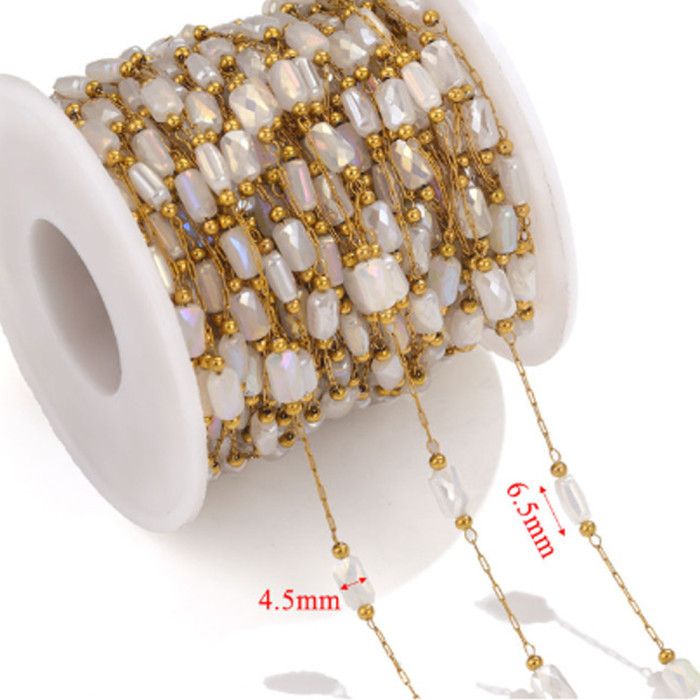 Crystal Chain Vacuum Gold Electroplated Stainless Steel Chain Clip Bead Chain DIY Bracelet Necklace Jewelry Accessori...