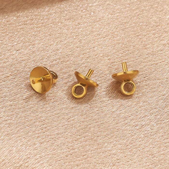 Vacuum Gold Plated Round Bead Caps DIY Pearl Pendant Jewelry Accessories Eyelet Caps Sticky Pendant Accessories Wholesale
