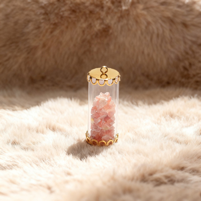 DIY Jewelry Accessories Stainless Steel with Natural Stone Handmade Glass Straight Tube Pendant Glass Bottle Crown Cap Transparent Cover