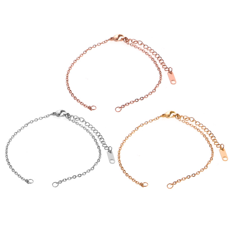 2mm Stainless Steel DIY Bracelet Adjustable Bracelet Accessories Real Gold Plated Semi-finished Basic Chain Size Can Be Customized
