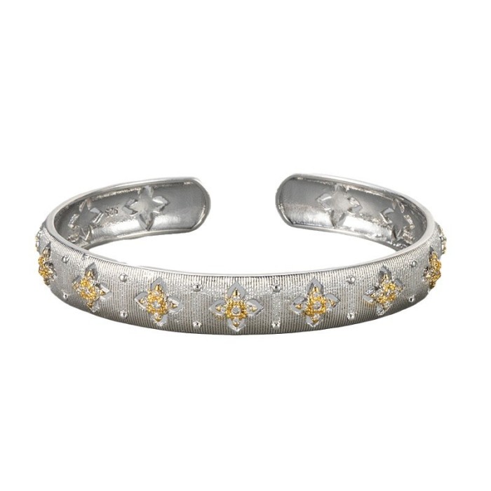 Cross-Border Italian Court Style Brushed Craft Vintage Bracelet Hollow Open Design Bracelet High-End Niche Design