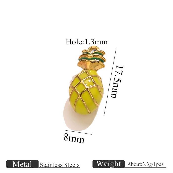 Drip Oil Cartoon Series Fruit Pendant Stainless Steel Jewelry Necklace Bracelet Strawberry Banana Apple Hanging Acces...