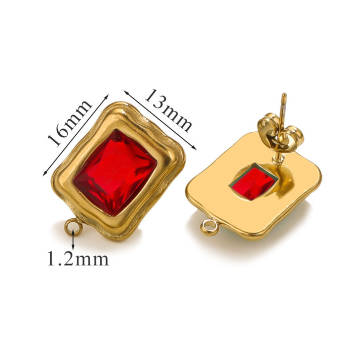 Color-Retaining Gold Inlaid Zircon Irregular Rectangle Oval Lover's Bean Color Zircon Pendant DIY Earring Charms