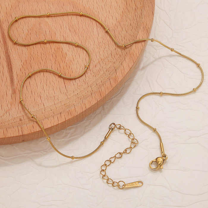 New Round Snake Chain Bead Chain Stainless Steel Jewelry Necklace Chain Versatile Titanium Steel Chain Jewelry Accessories Wholesale