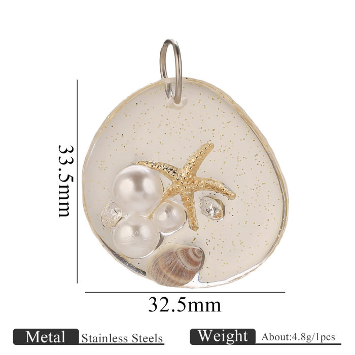 New Ocean Series Pearl Resin Pendant Necklace Jewelry Hanging Pendant Versatile Conch Shell Transparent Beach Style
