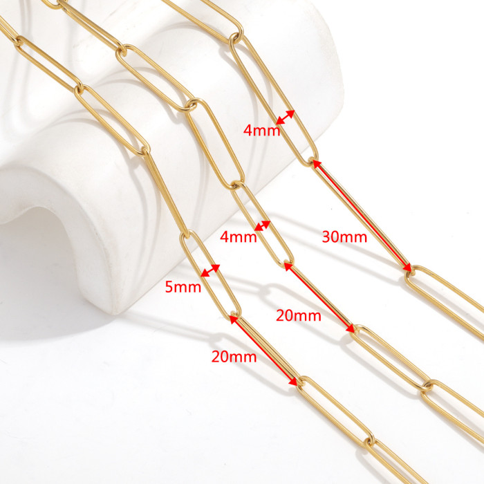 Stainless Steel Color-Retaining Oval Chain Titanium Steel Paperclip Cross Chain Clavicle Chain Handmade Chain DIY Jewelry Accessories