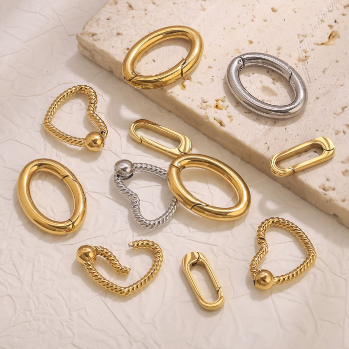 Stainless Steel Polished Heart Spring Clasp Necklace Clasp Round Ring Adjustable Titanium Steel DIY Slingshot Clasp Jewelry Accessories Making